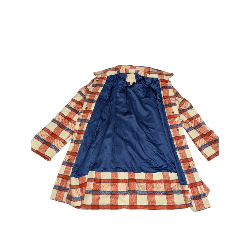 Hutch x Anthropologie Donna Plaid Shirt Jacket Shacket Women's Sz S Orange Blue - Picture 8 of 11